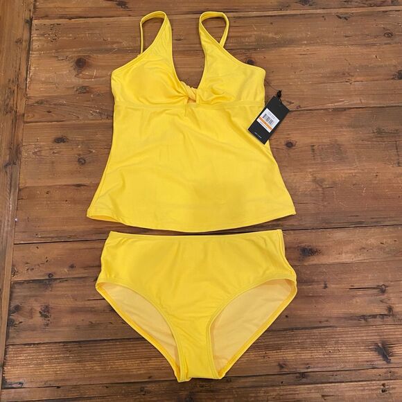 NEW Jones New York Tankini Yellow Two Piece Swimsuit Size S - Picture 2 of 12